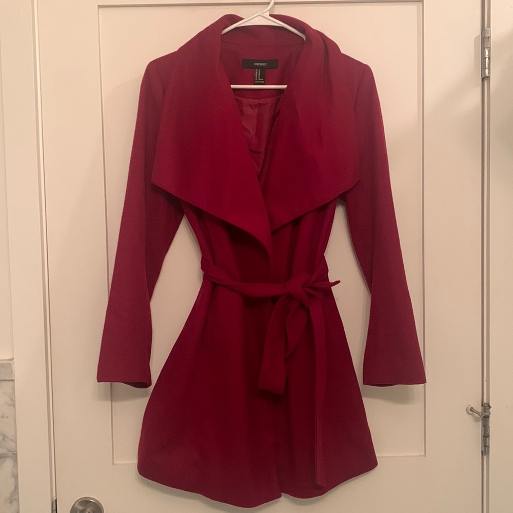 Maroon Forever 21 wrap coat